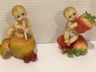 Cute carved resin baby figurines on fruit.  Set of 5 Check Out All Photos — photo 5