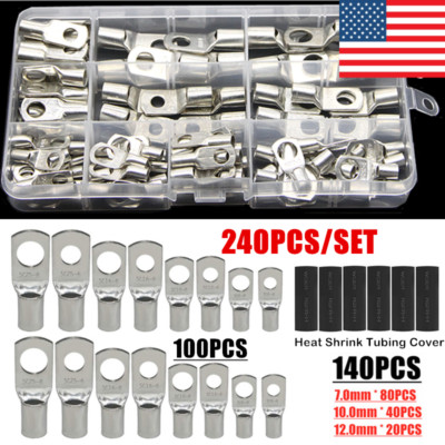 240PCS Copper Ring Crimp Battery Electrical Wire Connector Splice Cable Terminal