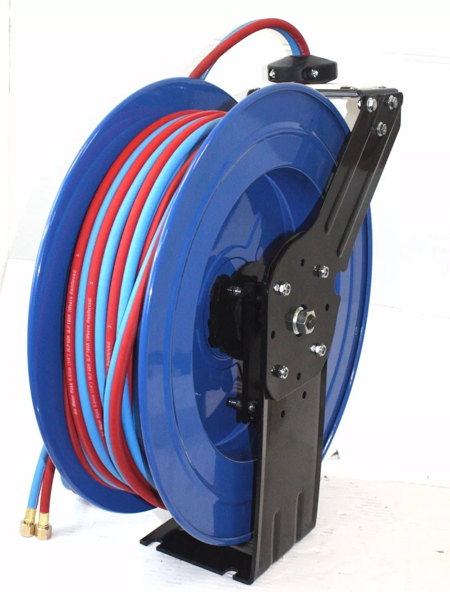 Auto Retractable Hose Reel w/ 50' Twin Dual Oxygen Acetylene Welding Torch  Hoses