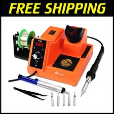 80W Digital Soldering Station Kit with 5 Tips, Auto Standby & Temperature Lock