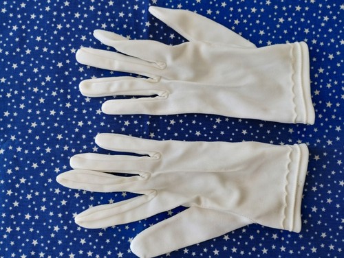 Original Vintage Kleid Tageshandschuhe Baumwolle weiß