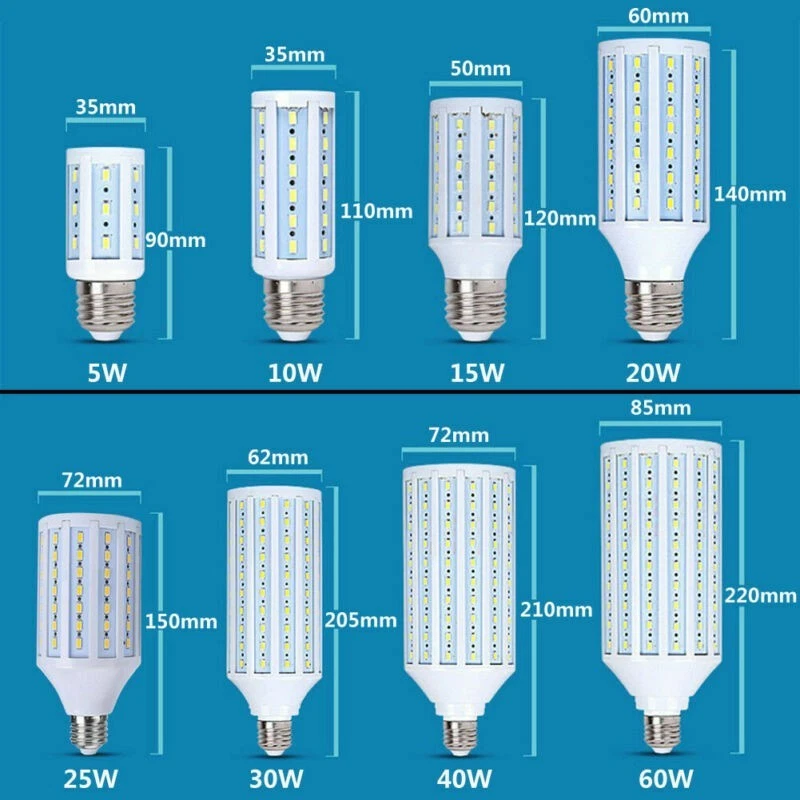 E27 LED bulb 5W 10W 15W 20W 25W 30W 40W 60W 80W SMD2835 Light Corn - Image 2 of 4