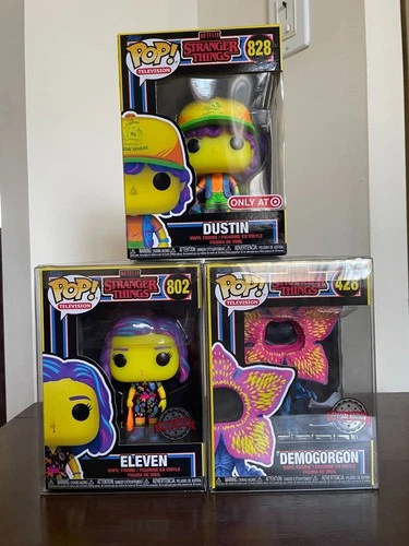 Funko POP Stranger Things Black Light Target Exclusive bundle eleven dustin demo