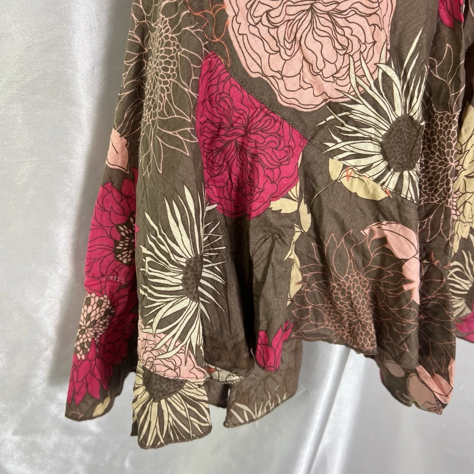 A.N.A. Y2K Cottage Core Whimsygoth 花卉棕色不对称中裙,尺寸 20W — 第 3/4 张图片