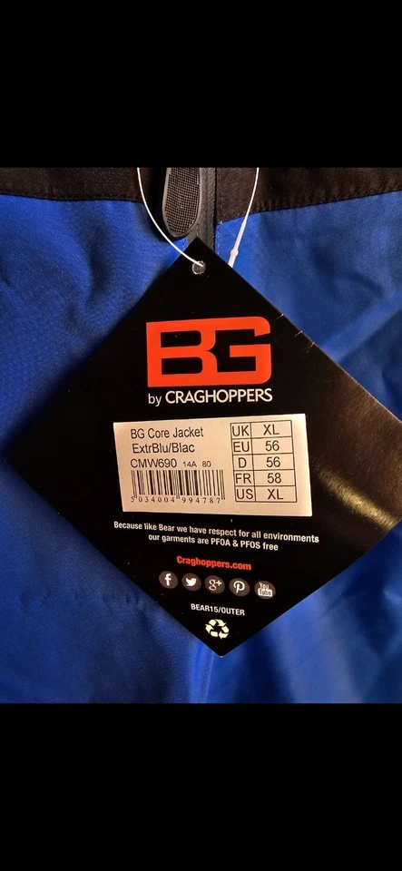 Chaqueta Bear Grylls Core Media Cremallera Talla XL Para Hombre Azul Senderismo Caminar Foto 4 de 4