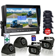 1080P 9" Monitor DVR 360 4x Rearview backup cameras for truck RV Bus trailer