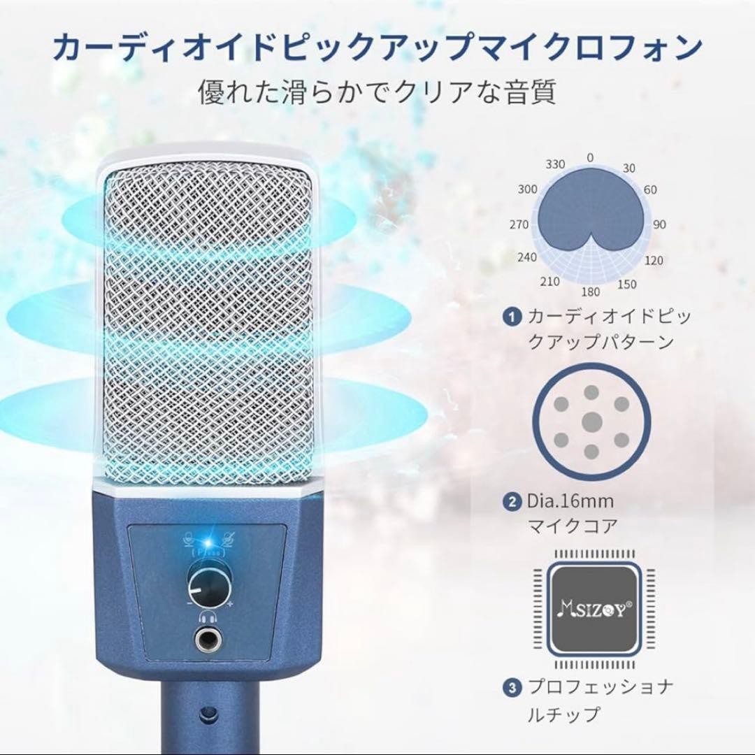 MSIZOY USB Microphone Condenser with Mute, 3.5mm, for PC & Smartphone, Used