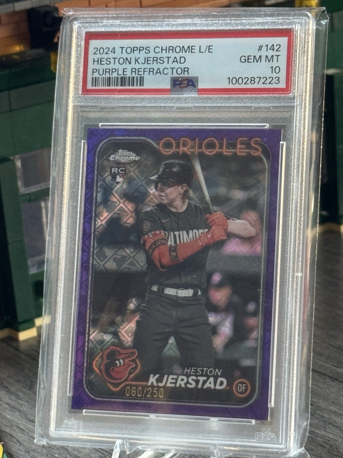 Topps Chrome Logofractor Heston Kjerstad #142 Purple /250 Orioles Rookie psa 10