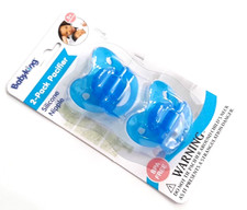 1 PACK 2 PACIFIERS BABY KING BLUE SILICONE BINKY 0 MONTHS BPA FREE