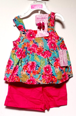 Tommy Bahama Girls Summer Short Set With Hair Clip Size 3T