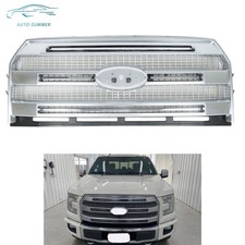 For Ford F-150 2015-2017 Front Upper Grille Painted Silver W/O Camera Grill