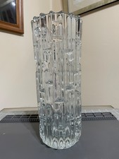 Hermanova Hut Sklo Union Clear Maze 10" Glass Vase Frantisek Vizner  1960s MCM