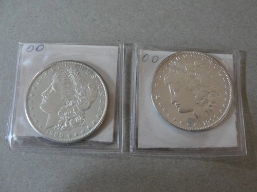 TWO (2)  1900-P Morgan 90% U.S. Silver Dollars in UNC Condition