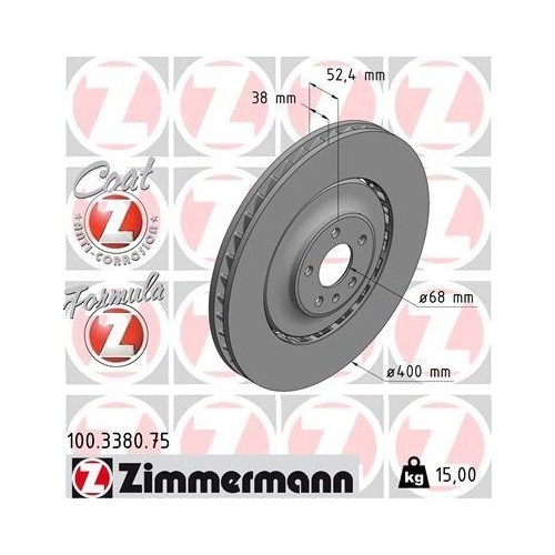 Zimmermann 100.3380.75 Bremsscheibe Vorderachse FüR Vag-image