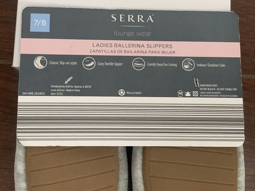 Serra Size 7/8 Gray Ladies Ballerina Lounge Wear Slippers New With tags! - Picture 6 of 6
