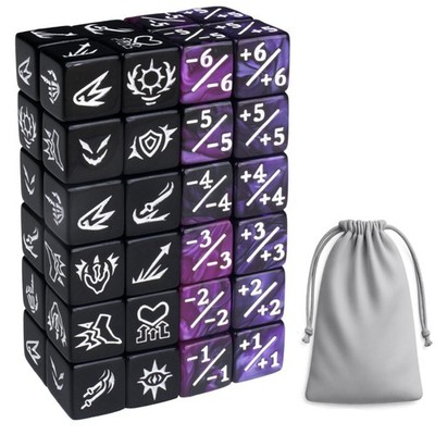 48 PCS MTG Dice Counters Set with Bulk Abilities Keywords Counters, Purple