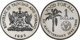 Trinidad and Tobago: 1 Dollar copper nickel 1995 (FAO) UNC