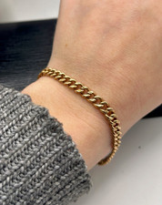 9ct Yellow Gold Antique Graduated Curb Bracelet – 8.5", 9.5g, Stamped Links