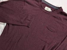 The Normal Brand Sweater Cotton Blend Long Sleeve Crewneck Pocket Maroon Mens XL