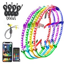 4pc RGB LED Wheel Ring Lights App Remote Chas...