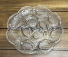 Vintage Anchor Hocking Savannah Rose Embossed Clear Glass Deviled Egg Plate Tray
