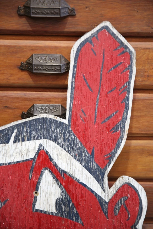 Vintage Cleveland Indians Chief Wahoo Logo Wood Sign Baseball sports Bar head - Image 2 of 4