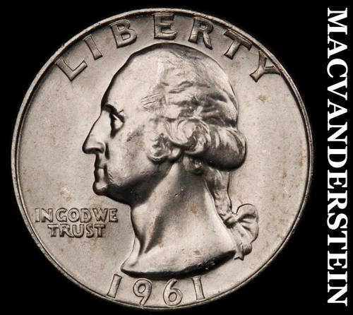 1961-D Washington Quarter- Silver Choice Gem Brilliant Unc+++ Luster #J2484