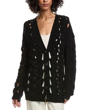 Valentino Open Cable Knit Wool & Angora-Blend Cardigan Women's
