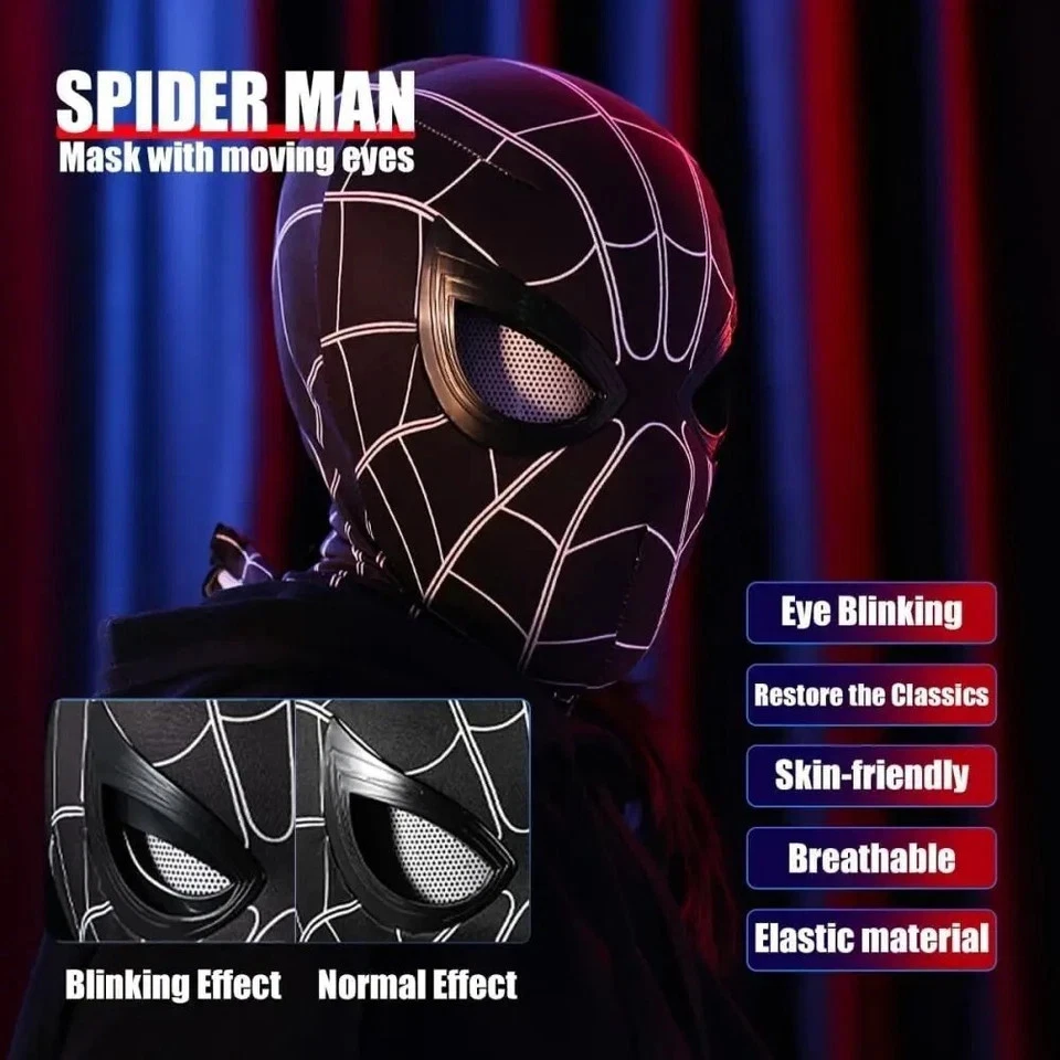 Spiderman Blinking Eye Mask Helmet Remote Control Kids Cosplay Toy Gift - Image 3 of 4
