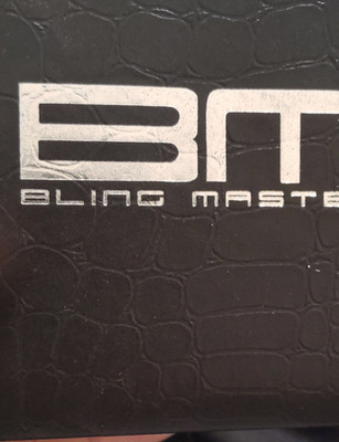 Bling Master Bling Square Wristwatch Black Metal Band Silver Diamond Dial Box