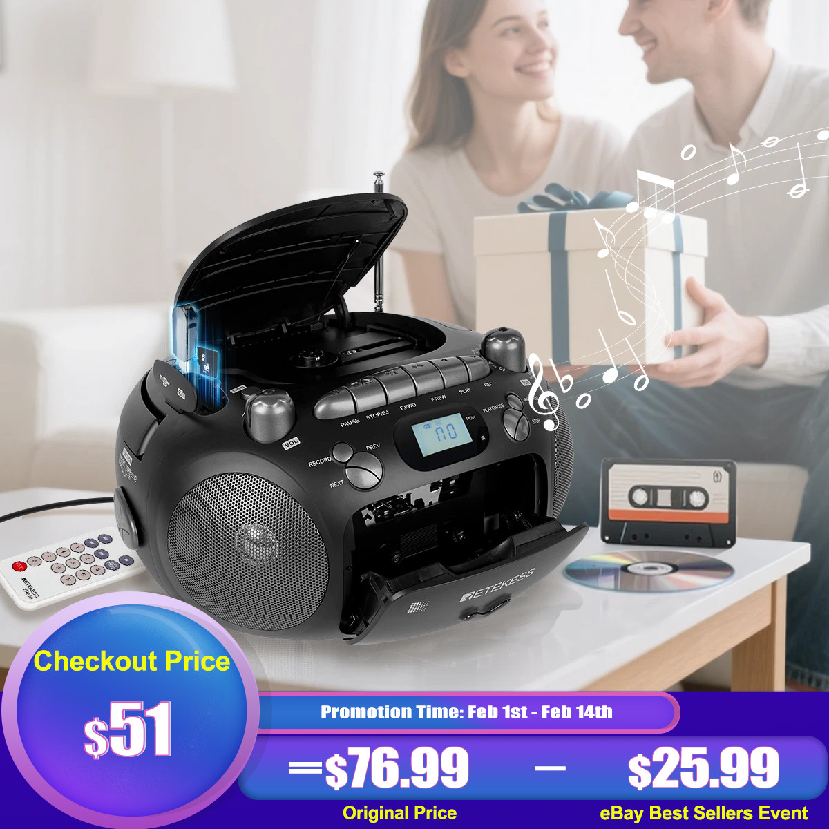 Boombox Tr630 Cassette Player Portable Am Fm Radio Stereo For Gift