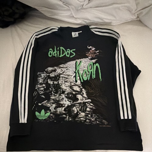 adidas x Korn Black Long Sleeve Sweatshirt Shirt Top Size L Original
