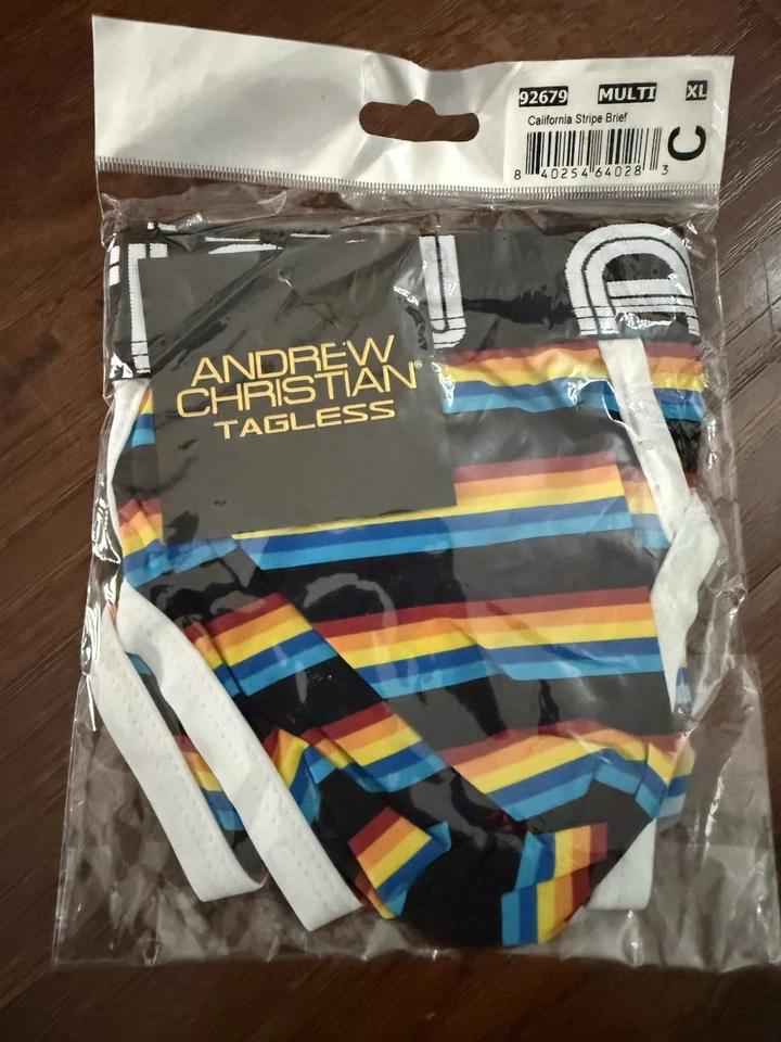 Andrew Christian California Calzoncillo de Moda a Rayas Sin Etiquetas XLarge Nuevo con Etiquetas Foto 3 de 3