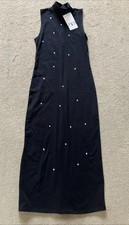 Ladies Black Zara Pencil Dress Size S Small RRP £22.99 Gem Embellishments New!!