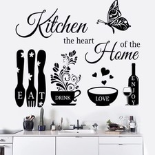 Kitchen Wall Stickers - The Heart of The Home Quotes Decals, Vinyl Wall Sign ...