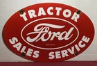 VINTAGE 1959 DATED FORD TRACTOR SALES SERVICE 16.5” PORCELAIN DEALER SIGN