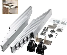 Full Extension Table Slide, Aluminum Telescopic Cabinet Table Guide Rail Hinge 