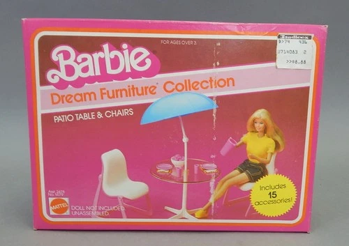NIB New in Box Vintage 1982 Barbie Dream House Furniture PATIO table chairs 1479
