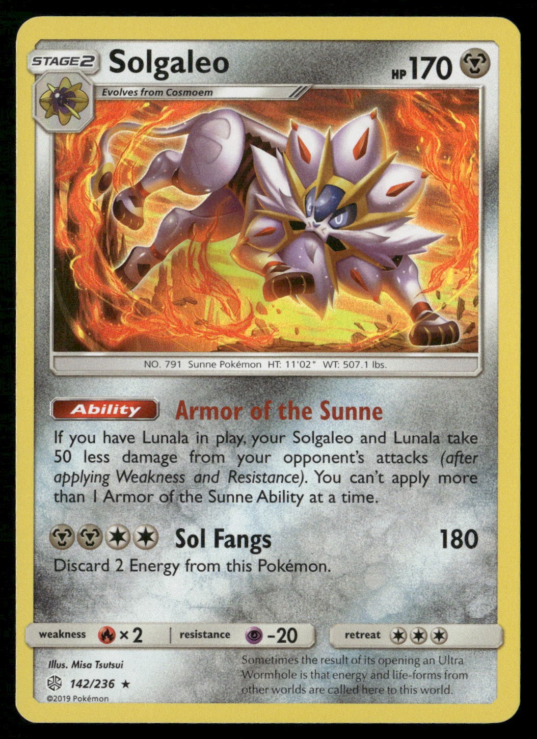 Solgaleo 142/236 Holo Rare Cosmic Eclipse Pokemon NM/M