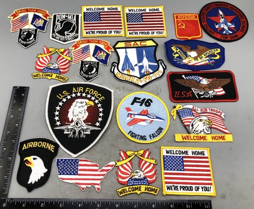 Lot of 18 Vintage Americana Retro Patriotic Morale Patches Veterans Military USA - Picture 2 of 6