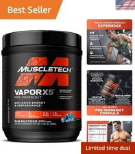 Vapor X5 Pre-Workout Powder - Blue Razz Flavor, 30 Servings of Energy Boost