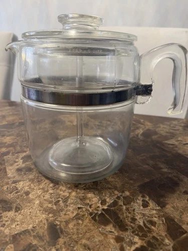 Vintage Pyrex Flame Wear Glass Percolator 9 Cup Coffee Pot 7759B