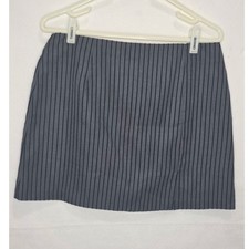 Exact Change Gray Pinstripe Mini Skirt Size 13 Vintage Made in USA Slit Zip Back