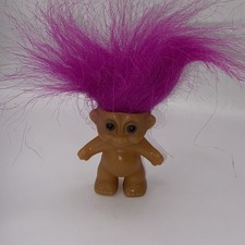 NICE Vintage 2" Russ Troll Doll Hot Pink Hair Brown eyes Free SHIPPING