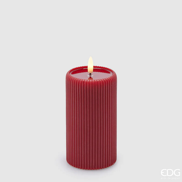 EDG Candela Led Lounge Moccolo H 13 Cm D 7,5 Cm Rossa