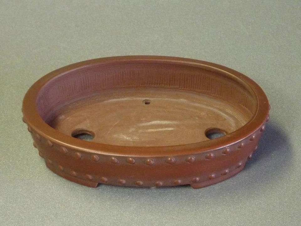 Бонсай горшок Tokoname BIGEI овальный горшок W16,3 см D12,8 см H3,5 см коричневый без лазурита - Изображение 2 из 4