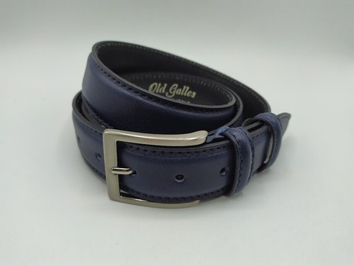 Cintura Uomo Blu da 3,5 cm. in Vera Pelle Made in Italy - Imagen 2 de 11