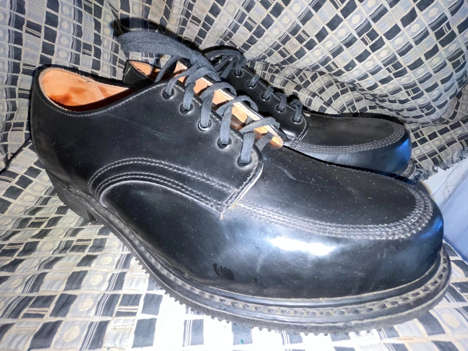 ZAPATOS ACOLCHADOS CAROLINA DE COLECCIÓN AÑOS 70 PARA HOMBRE 11 NEGROS CON CORDONES DE CUERO TRABAJO POSTAL Foto 2 de 4