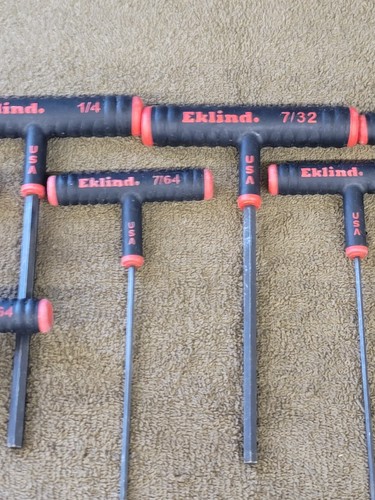 10 Eklind Hex Power T-Handle Wrench 3/8" 1/4 7/32 5/32 9/64 1/8 5/64 Set Sae - Picture 5 of 23