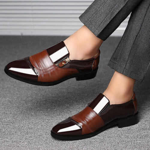 Mens Leather Pointed Shoes Slip On Italian Smart Formal Wedding Work ...